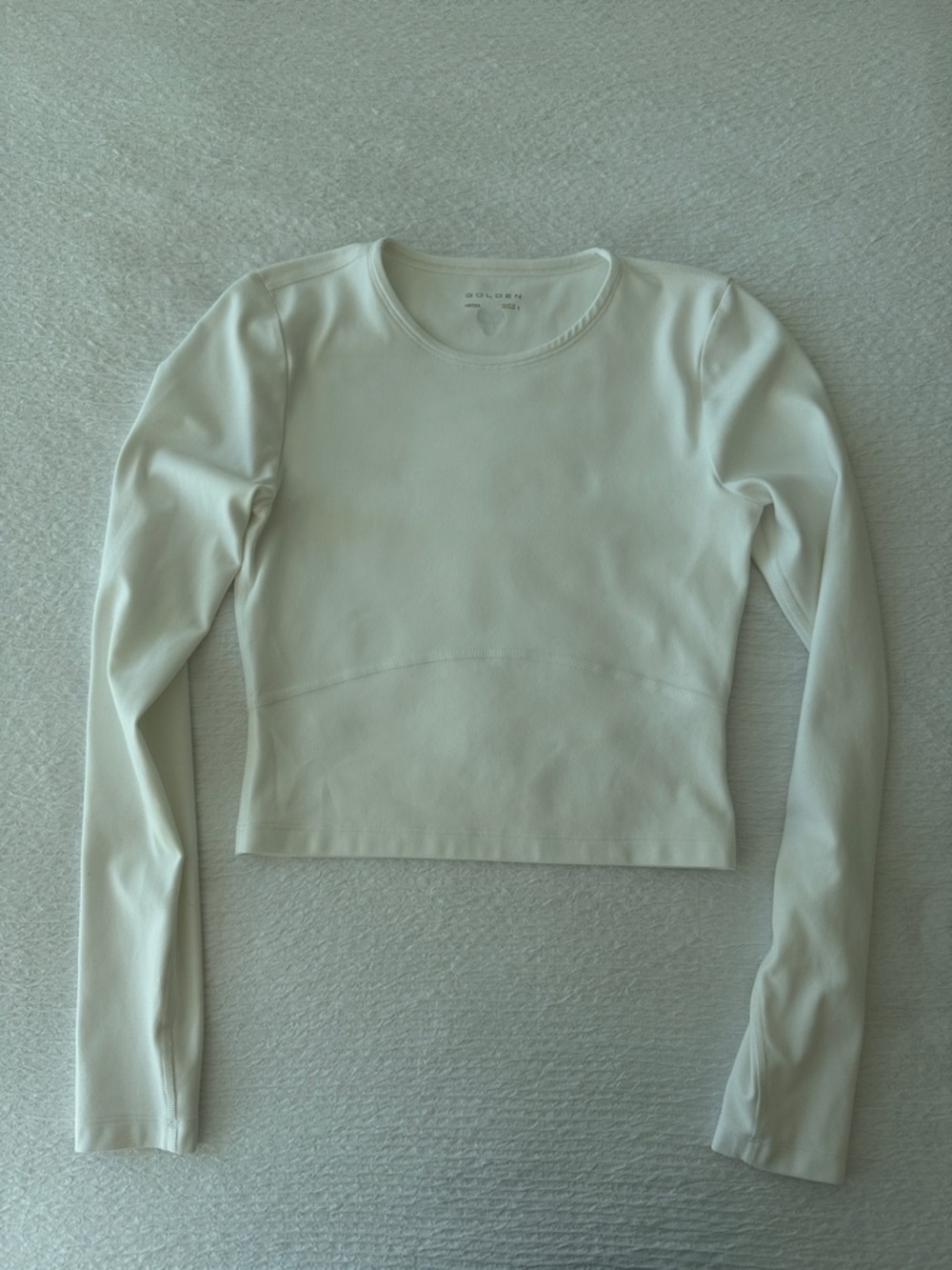 Aritzia Golden White Butter Bound Long Sleeve Crop Top